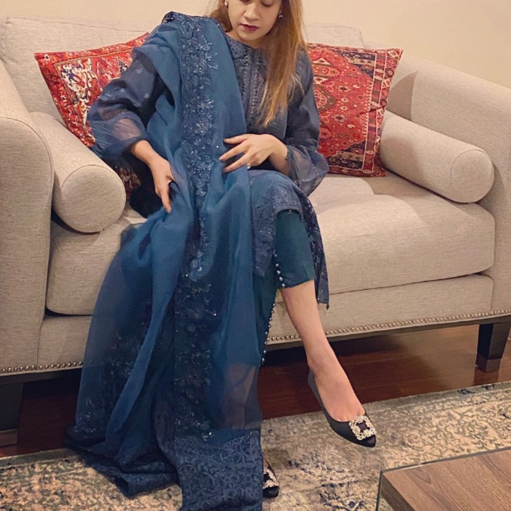 Elegant Blue Women's Dress